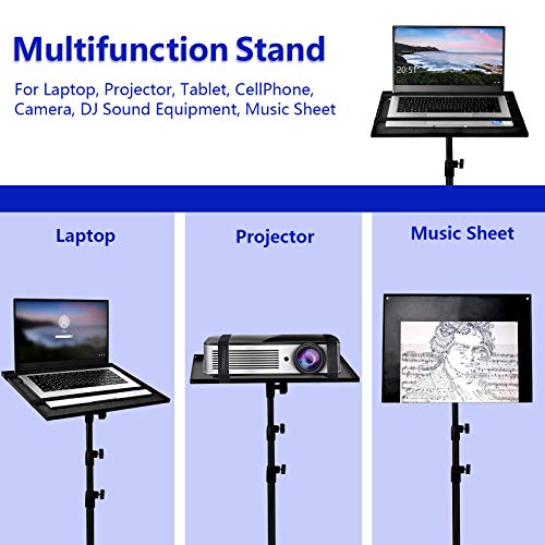Projector Tripod Stand, Portable DJ Laptop Stand Adjustable Height 21 to 49 Inch, Tall Folding