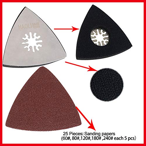 Maslin 75 pcs Mix Sanding paper + 2 pcs sanding pad for Fein Dremel multi function power tool,sandpaper to oscillating tool accessories - Thumbnail 3
