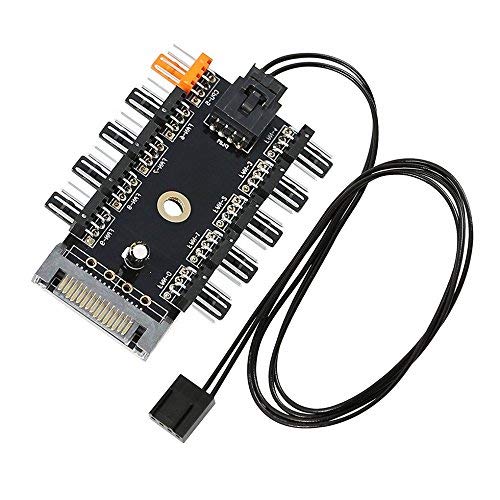 Digitalkey Fan Hub PWM Control Speed Connects 10 Fans Power Supply SATA HUB x10 PWM Fan (HUB x10 PWM Fan)