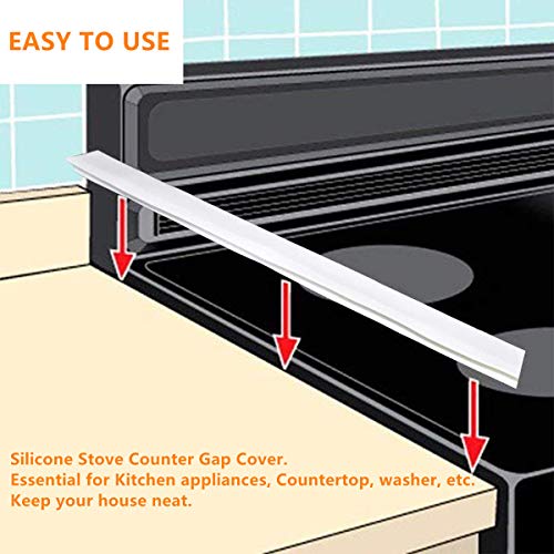 Stove Counter Gap Cover Songway Gap Filler Seals Spills/ 21 inch Silicone Gap Cover/for Countertop, Stove, Oven, Washer, Dryer, Kitchen Appliances, Set of 2 (Translucent White)