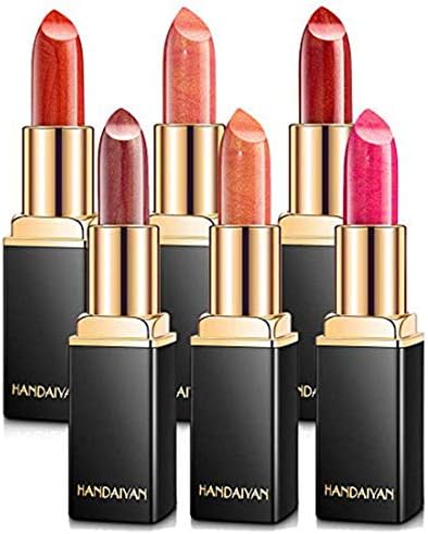 Hot Sale!Fasion 6 Colors Metallic Glitter Lipstick Waterproof Long Lasting Hydrating Satin Lipstick Set,Mother's Day Valentine's Day Gifts
