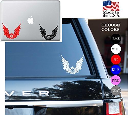Supernatural Angel Wings Anti possession Series Vinyl Decal Sticker - Car Window, Laptop Skin, Wall, Mac (11" inches, White)