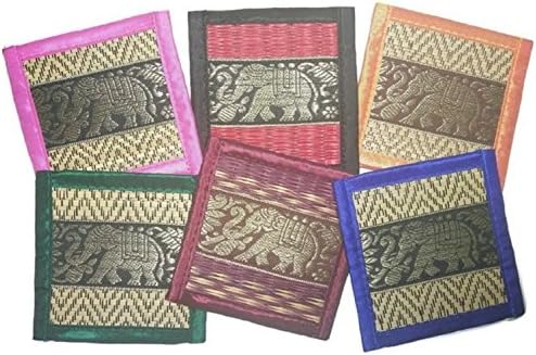 Chic Nature Reed Elephant Collection 6-piece Handmade Coaster Set, Assorted Color (Fancy Colors #4)