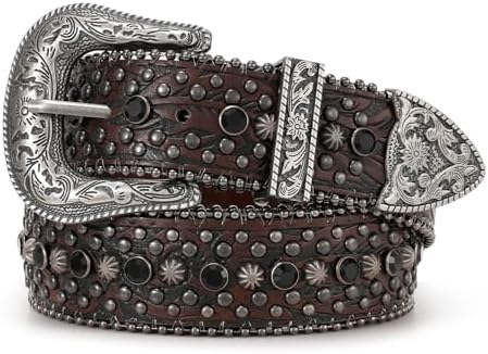 Vintage Western Bling Belt Women\'s Sm Black Leather Faux Marcasite Bead Cowgirl SWSMCLT Women main image 3