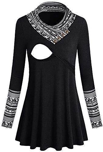 Missli Women's Mom Pregnant Nursing Baby Shirts Maternity Floral Print Tops Blouse Breastfeeding Clothes