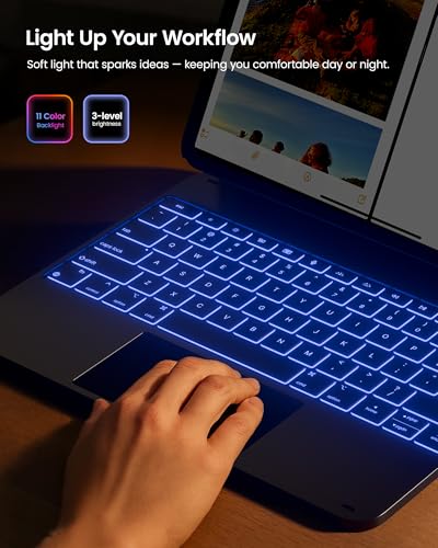 typecase Edge+ Keyboard Case for iPad Pro 13-inch (M5/M4, 2025/2024),Ultra-Slim Detachable Back Case,Portrait & Typing Modes, Trackpad,11-Color Backlight, Magnetic Stand, Pencil Holder, Black