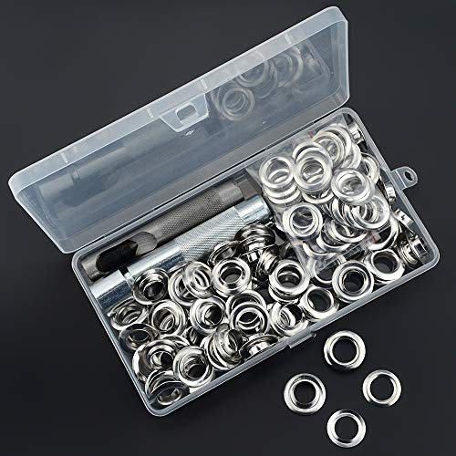 Grommet Kit,Grommets 1/2 inch Heavy Duty Metal Eyelets Kit for Fabric