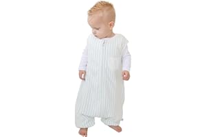 Tealbee Dreamsuit: Toddler Sleep Sack with Feet 3T 4T - 1.5 TOG Winter Baby Wearable Blanket for Walkers - Rayon made from Bamboo, Cotton Sleep Bag - Minty Stripes