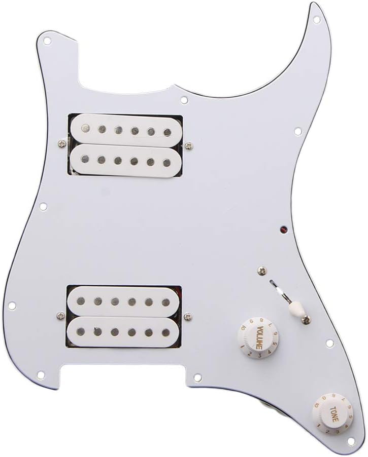 Homswitch Double Pickup White 3 Layer Type1 HH Loaded Pickguard Pickups Set for Electric Guitar