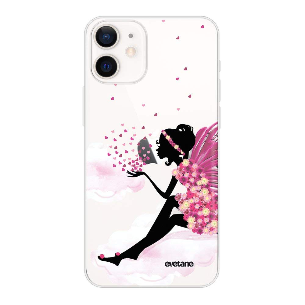 Evetane Case Compatible with iPhone 12 Mini Flexible Solid Silicone Ultra Resistant Slim Protective Case Transparent Fairy on Cloud Pattern Trendy Design — image 1