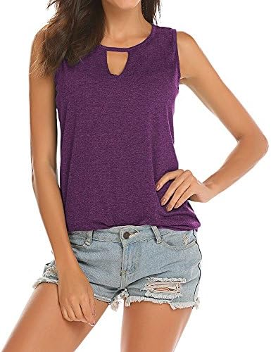 Womens Backless Tank Tops Sleeveless Keyhole Blouse Sexy Summer Tshirt