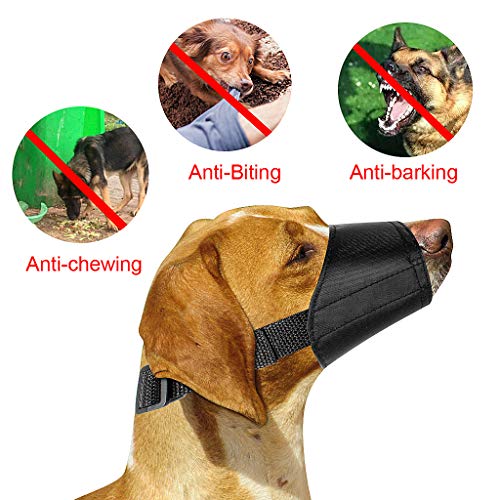 ewinever 5Pcs/Set Adjustable Breathable Safety Small Medium Large Extra Dog Muzzles for Anti-Biting Anti-Barking Anti-Chewing Safety Protection(Black) - Thumbnail 2