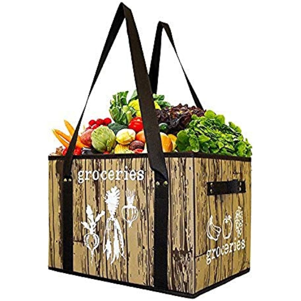 Reusable Grocery Bag Set Deluxe Collapsible Shopping Box Reinforced