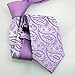 Coachella Ties Solid Color Knot Contrast Paisley Tie Patchwork Necktie 8.5cm (Purple)