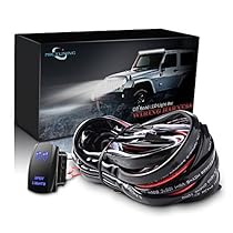 MicTuning 101039 Wiring Harness (for LED Light Bar, Fuse 40Amp Relay On-Off Spot Light, Rocker Switch Blue, 2 Lead 12ft)