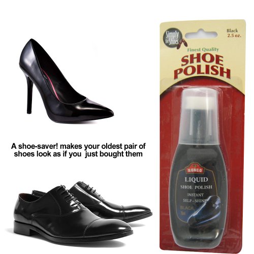 2 Pc Black Shoe Polish Liquid Leather Instant Self Shine Boot Cream Wax 2.5 oz