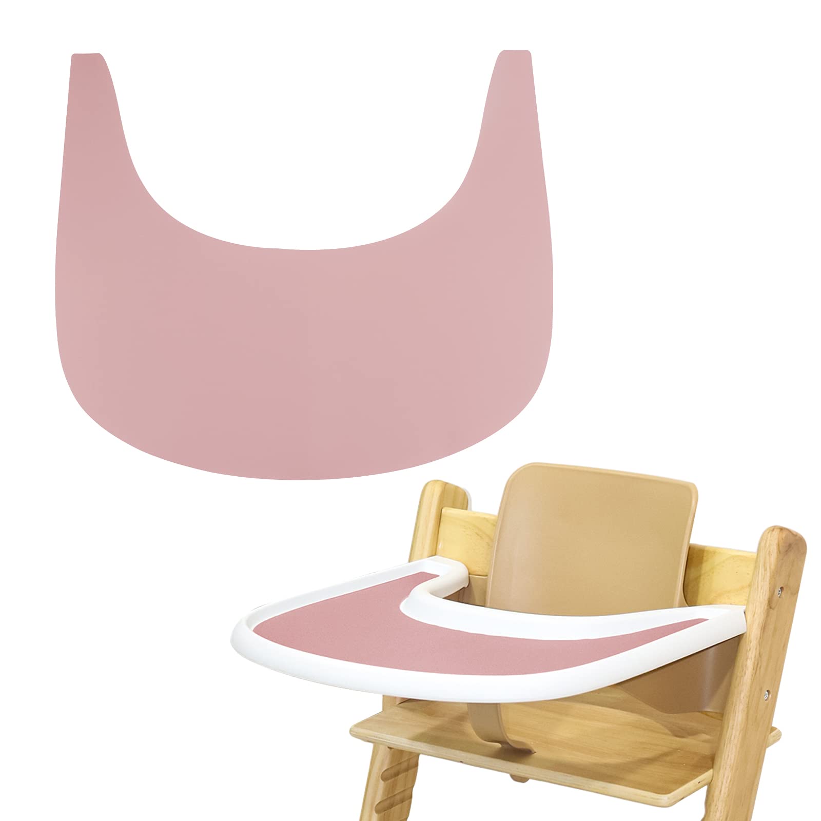 High Chair Placemat, Durable High Chair Placemat Silicone, Clean and Hygienic, for Tripp Trapp High Chair Accessories, Suitable for Tripp Trapp High Chair Tray (Pink)