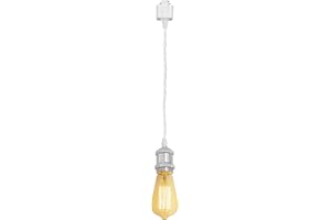 Kiven H-Type Track Mini Pendant Light, Track Mounted Pendant Light Kit, Vintage Style Single-Lamp E26 Lamp Socket (Chrome)