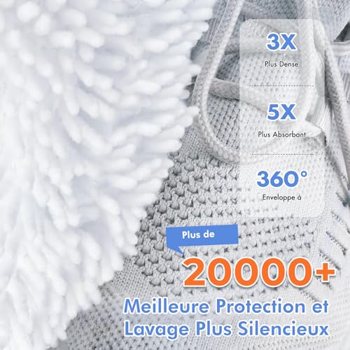Teletrogy 2 Pack Shoe Washing Bag with Villi, Mesh Laundry Bags with Zip for Shoes Reusable Laundry Bags for Sneakers, Large Size 32 x 18 cm - White