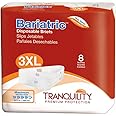 Tranquility Bariatric Disposable Briefs 3X-Large with Peach Mat Core for Dry Skin, Odor Control & Max Comfort, Secure Kufguard Technology, Latex-Free, 34oz Capacity, 32ct Case