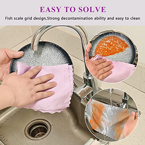 20 Pieces Fish Scale Microfiber Cleaning Cloths, 11.8 x15.7inchs