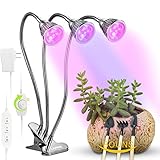 Grow Light, LED Grow Lights for Indoor Plants, Lxyoug Stepless Dimmable 15W 15LEDs Bulb Red Blue Spectrum, 3-Head Divide Control Adjustable Gooseneck
