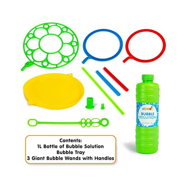 abeec-Giant-Bubble-Kit-for-Kids-Contains-3-Giant-Bubble-Wands-Bubble-Tray-and-1-Litre-of-Bubble-Solution-Outdoor-Toys-and-Fun-for-the-Garden-for-Kids abeec Giant Bubble Kit for Kids - Contains 3 Giant Bubble Wands, Bubble Tray and 1 Litre of Bubble Solution - Outdoor…