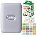 Fujifilm Instax Mini Link Smartphone Printer Plus Instax Mini Films 20 Pack. Plus Stickers. Bonus All-Purpose Microfiber Cloth (Ash White)