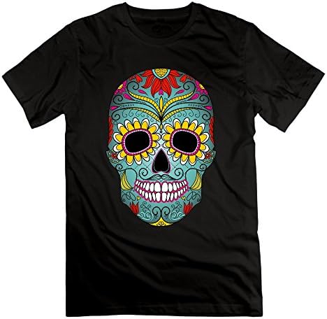 Chromatic Sugar Skull Silhouette Men's Summer T Shirt S Black