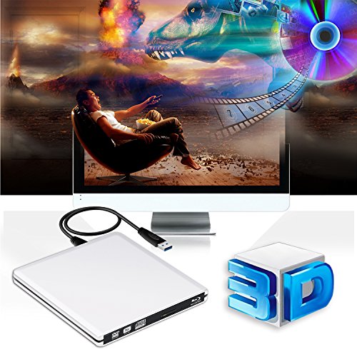 External Blu Ray Drive,USB 3.0 3D 4K DVD CD Bluray Drive DVD Disc Burner For Mac/PC/MacBook Pro