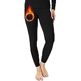 MANCYFIT Thermal Pants for Women Fleece Lined Leggings Underwear Soft Bottoms Black Medium