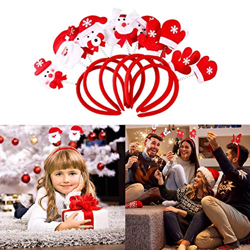 VintageBee 8 Pcs Christmas Headband Headwear Hair Band Boppers Hoops Hair Accessories for Christmas Party Supplies - Thumbnail 5