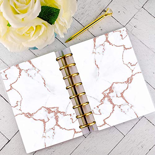 White Marble Planner Cover for use with Staples Arc Happy Planner TUL with Faux Rose Gold | Personalized