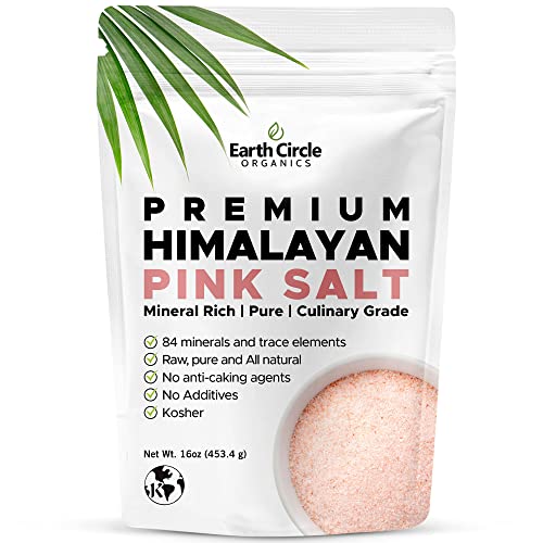 Earth Circle Organics Premium Himalayan Pink Fine Grain Salt, No Anti