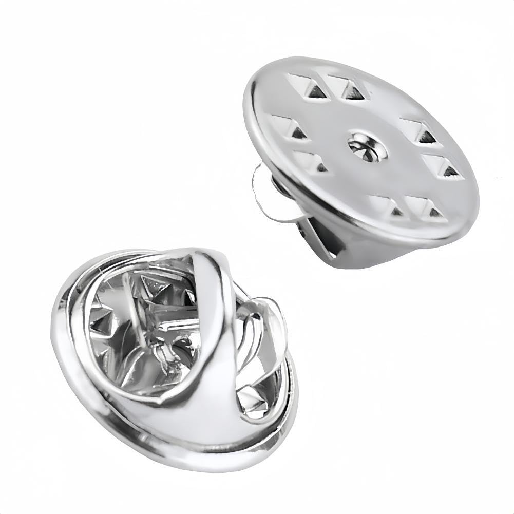 50 Pieces Lapel Butterfly Clutch Pin Backs - Metal Enamel Backing Replacement for Craft Making (Silver)