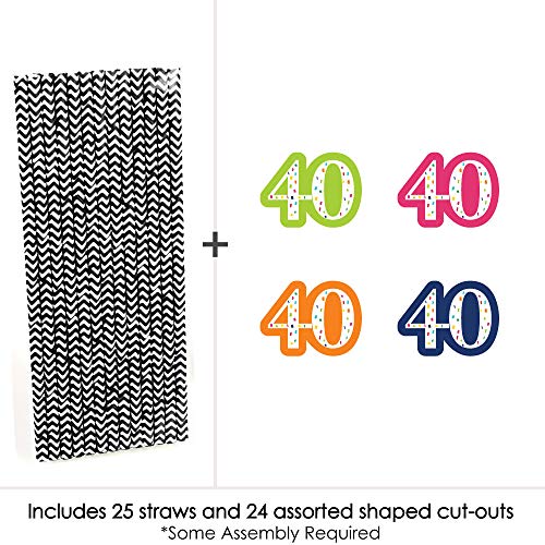 40th-Birthday-Cheerful-Happy-Birthday-Paper-Straw-Decor-Colorful-Fortieth-Birthday-Party-Striped-Decorative-Straws-Set-of-24