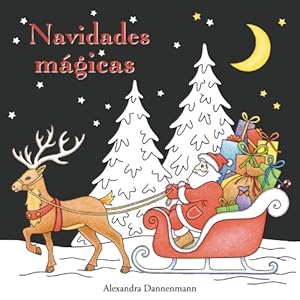 Navidades mágicas: Libro para colorear sobre fondo negro para que se coloreen con vivos colores. (Spanish Edition)