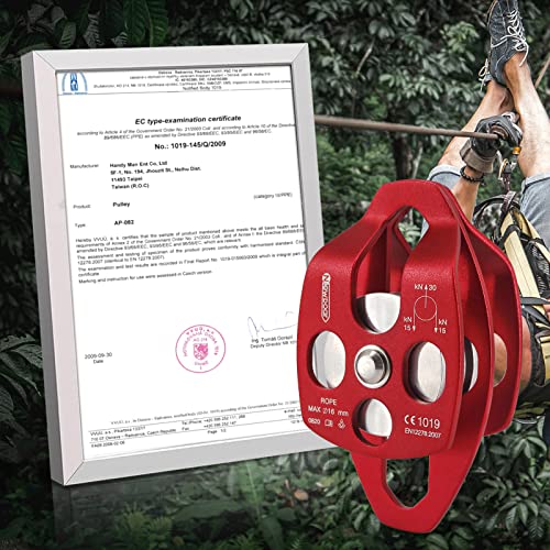thumbnail image 2 of S.E.PEAK 30kN Rescue Single Pulley Sheave CE High Strength For Backyard Zipline Climbing Rock Rescue Lifting Hauling Fit Rope Up To 13 Mm Holds Up To 6750lbs Black 30kn Black 1 2 of 12