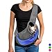 YUDODO Pet Sling Carrier for Small Dogs & Cats – Hands-Free Puppy Carrier with Safety Hook, Large Zipper Pocket, Soft Breathable Mesh, Adjustable Strap & Reflective Strip (Blue 1.0 S)