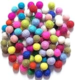 Yarn Place Felt Wool Felted 100 Balls 1 Color Pack Size: 10 mm (Mixed Color)