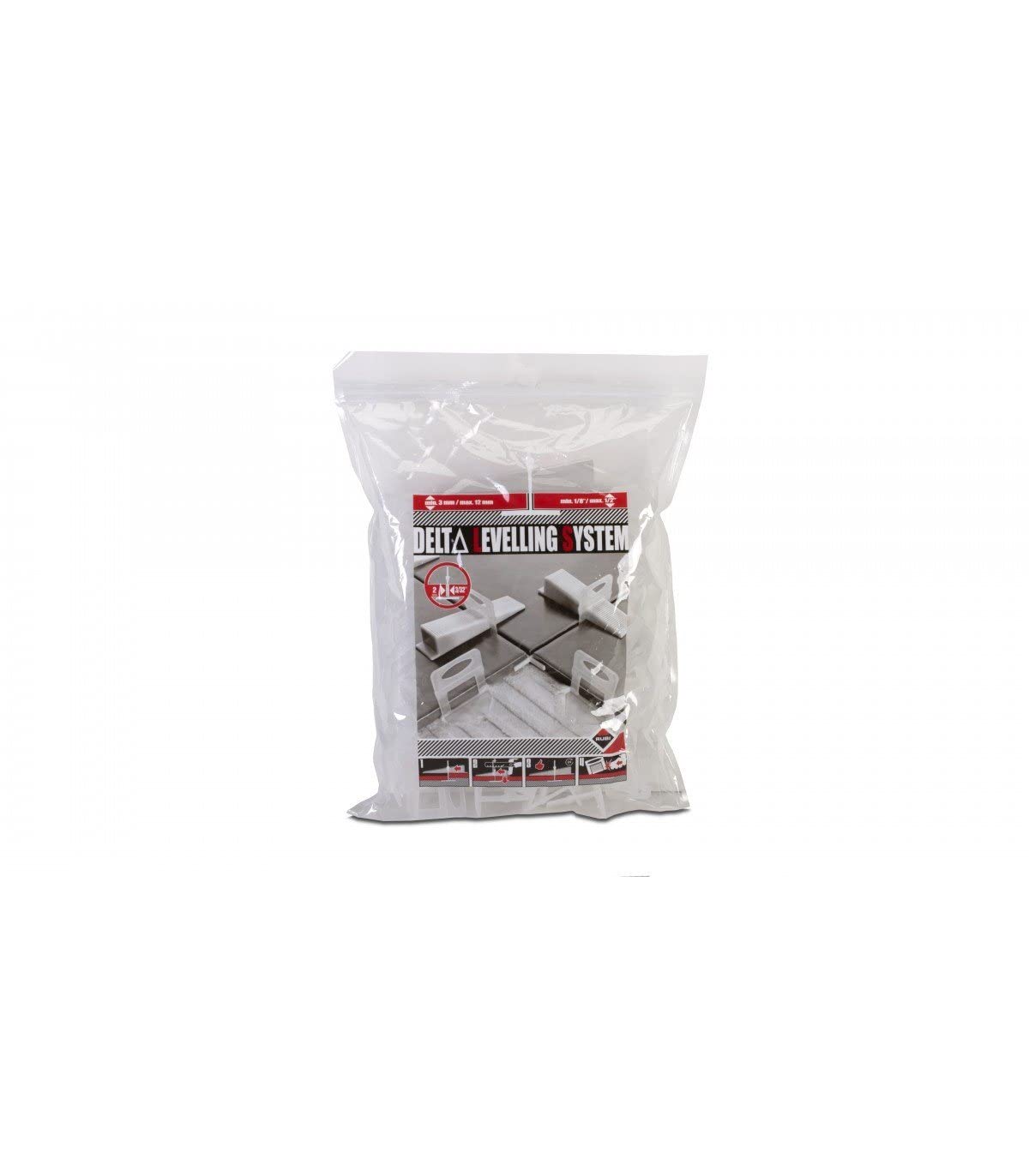 RUBI | Leveling Cable Ties for Ceramic | 2 mm Flange for Ceramic Tiles Between 3 and 12 mm | for 30 x 30 cm and Higher Formats | 100 Pieces | Flange Delta Level System