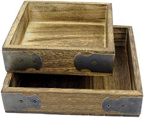 Burned Wooden Jewelry Display Case with Corner Decoration for Store/Home, 4 Sizes available