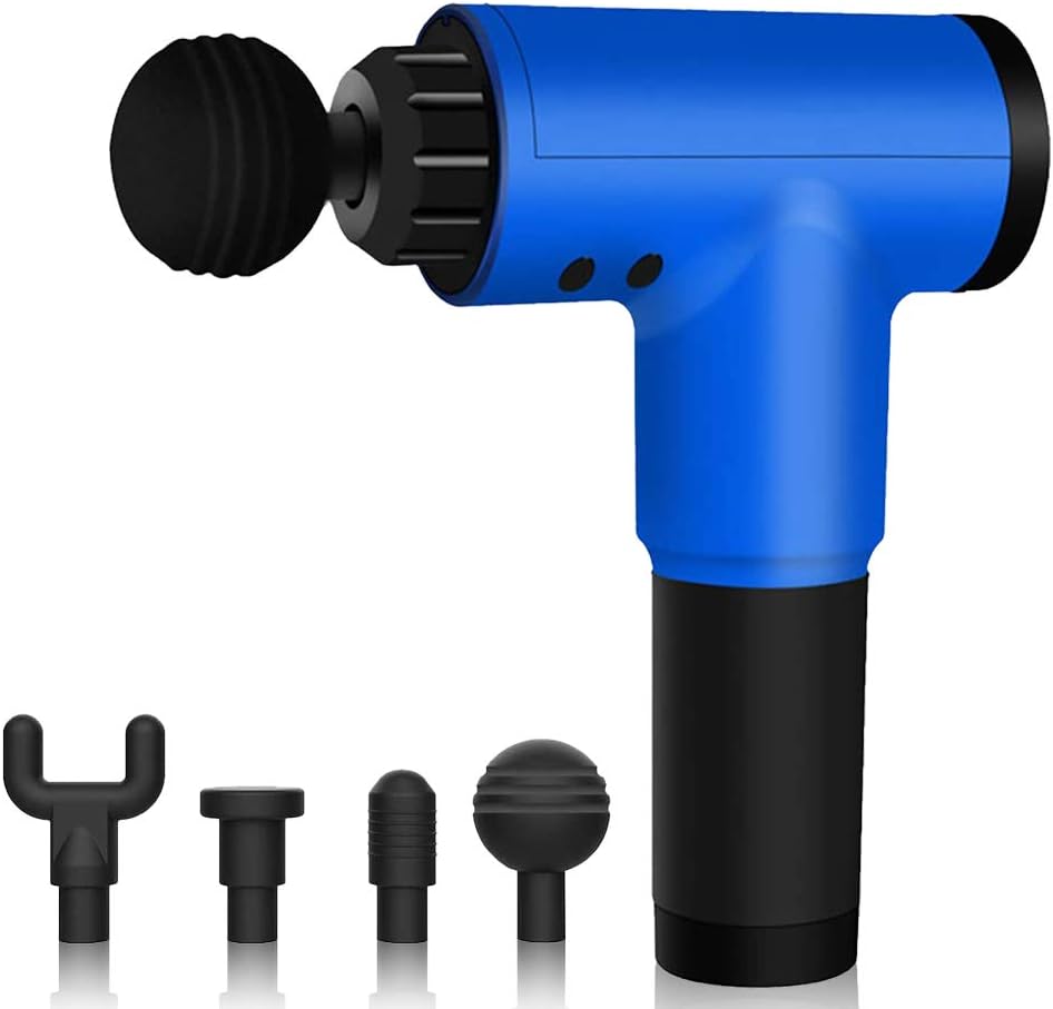 Professional Deep Tissue Percussion Massage Gun for Athletes, Cordless Vibration Massage Device Helps Relieve Muscle Soreness and Stiffness, Massagers for Neck and Back (Blue)