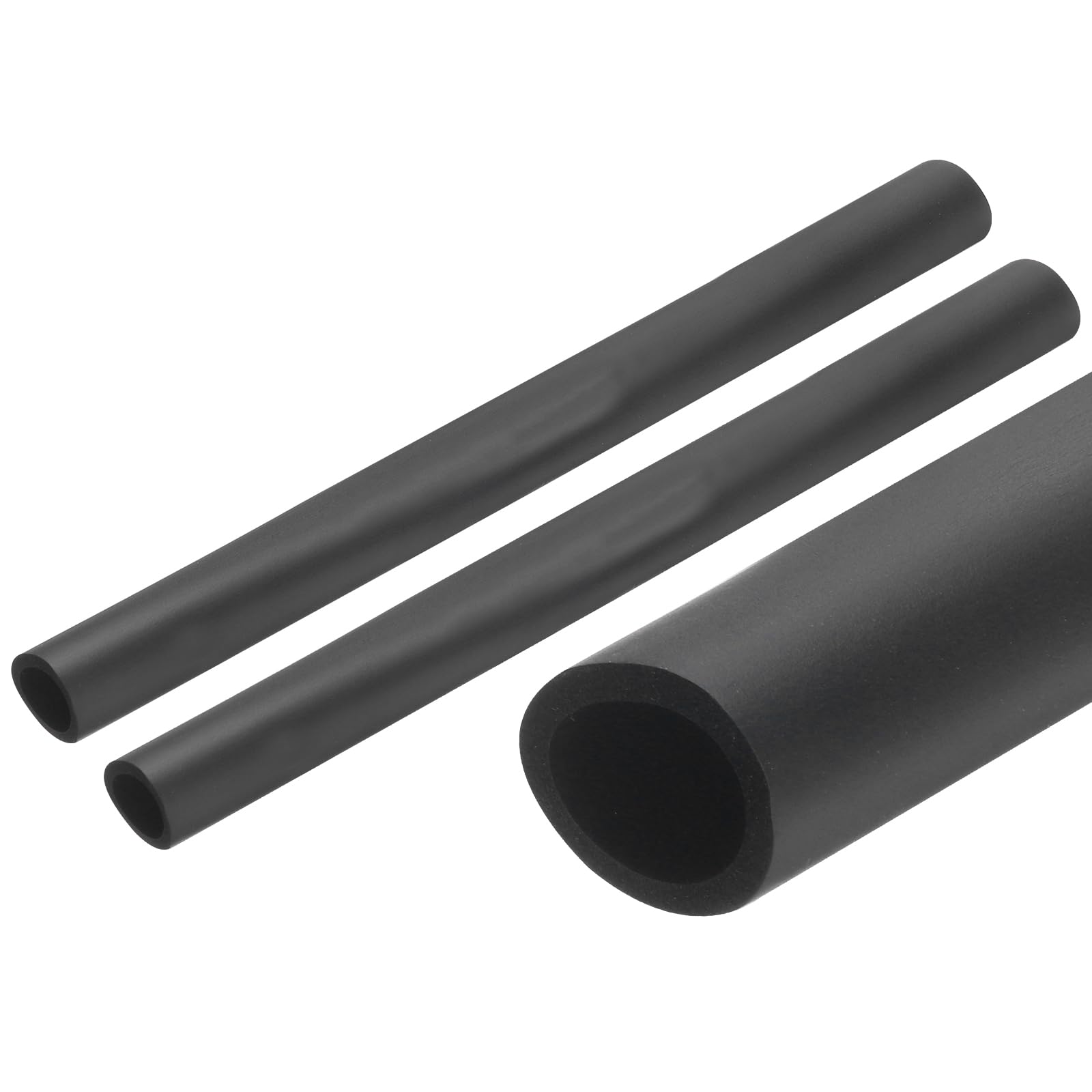 Photo 1 of uxcell 2pcs 10" Pipe Insulation Tube 3/4 Inch (19mm) ID 1 Inch (25mm) OD Foam Tubing for Handle Grip Support, Black