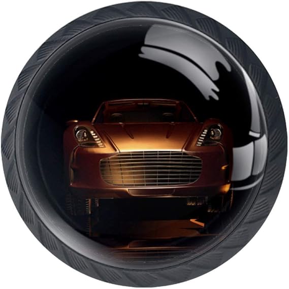 Dark Sportscar Gold Armario Manija Lente cristalina convexa con figura