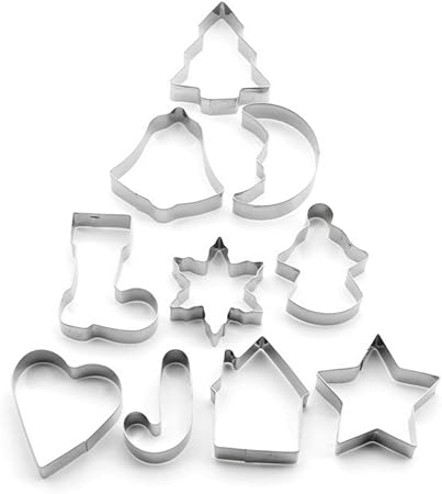 Stampini Per Biscotti Di Natale.Yoohome Set Di Formine Per Biscotti 10 Formine Per Biscotti Di Natale Stampini Per Biscotti Fiocchi Per Pasta Di Zucchero Amazon It Casa E Cucina