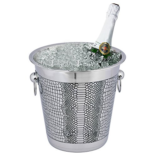 Kosma Designer Champagne Bucket | Wine ice Bucket - Stainless Steel Bottle Cooler, Size 21 x 21 cm | Beverage Bucket ( 4 Quart)