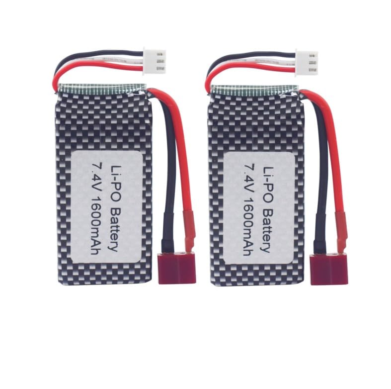 ZYGY 2PCS 7.4V 1600mAh T-head high-rate lithium battery for 9125 25-DJ02 S920 S921 1:10 high-speed off-road vehicle accessory battery
