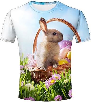 xijia custom 3D All Over Printed Tee Shirts Happy Easter Bunny/Easter Eggs Graphic Summer Short Sleeves Couple t-Shirts Tops XL