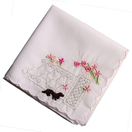Lovely Item Women's Large Cotton Embroidery Flower Squares Handkerchief 17x17